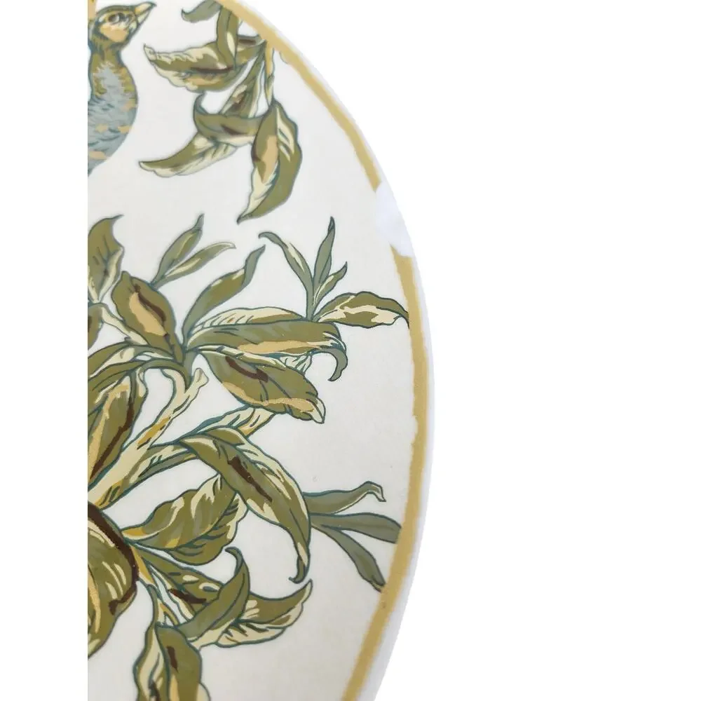4 Pottery Barn 9.5 in Ceramic Peacock Salad Plates Formal Microwave Dishwasher